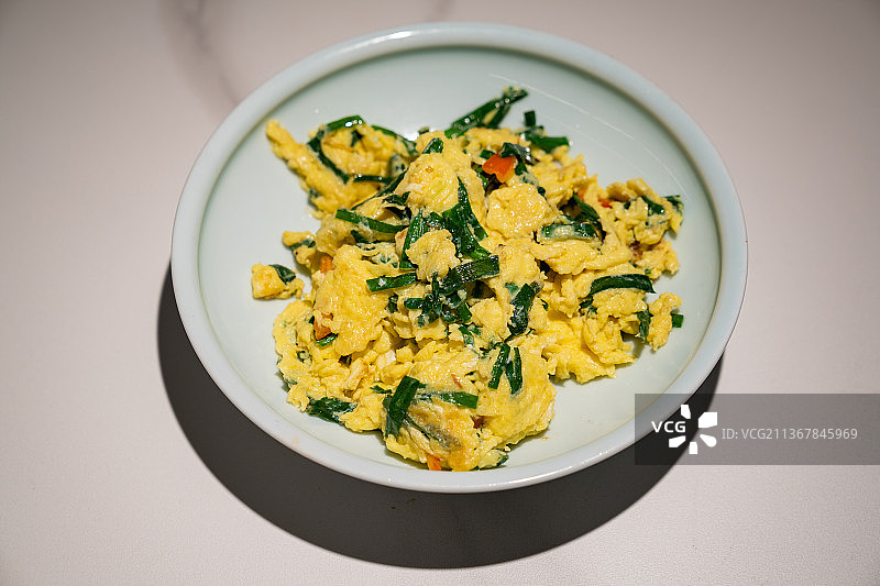 韭菜炒鸡蛋图片素材