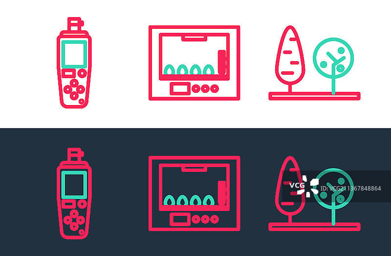 线条树、便携式传感器和培养箱图片素材