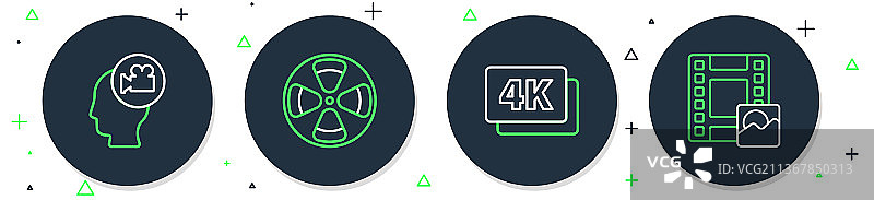 带摄像头的4K超高清电影胶片线条图片素材