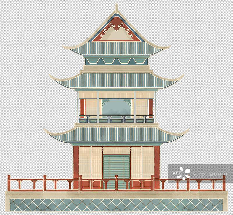 中国古代宋朝建筑国潮插画图片素材