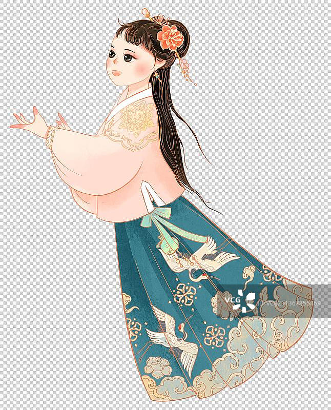 明朝仕女国潮插画图片素材