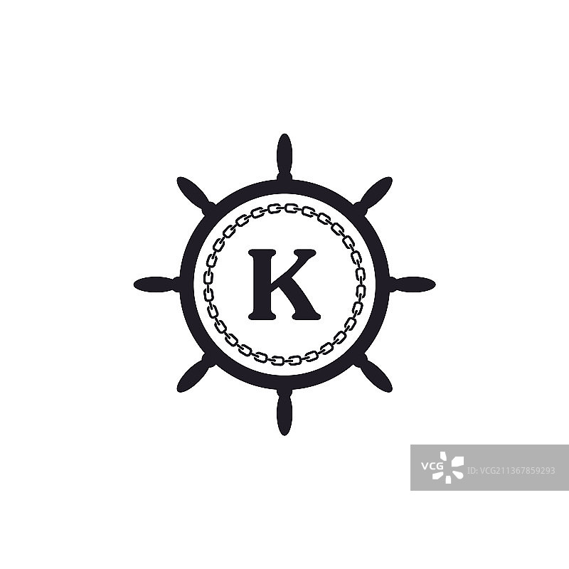 船舵圆形字母K图片素材