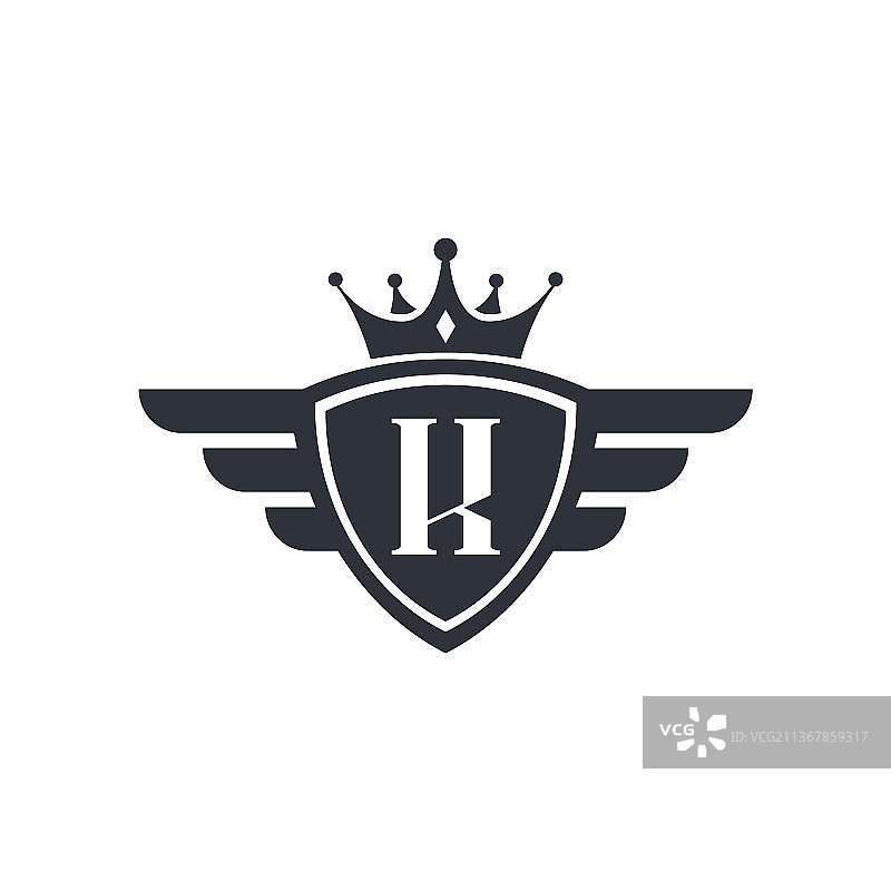 字母K皇家运动胜利徽章标志设计图片素材