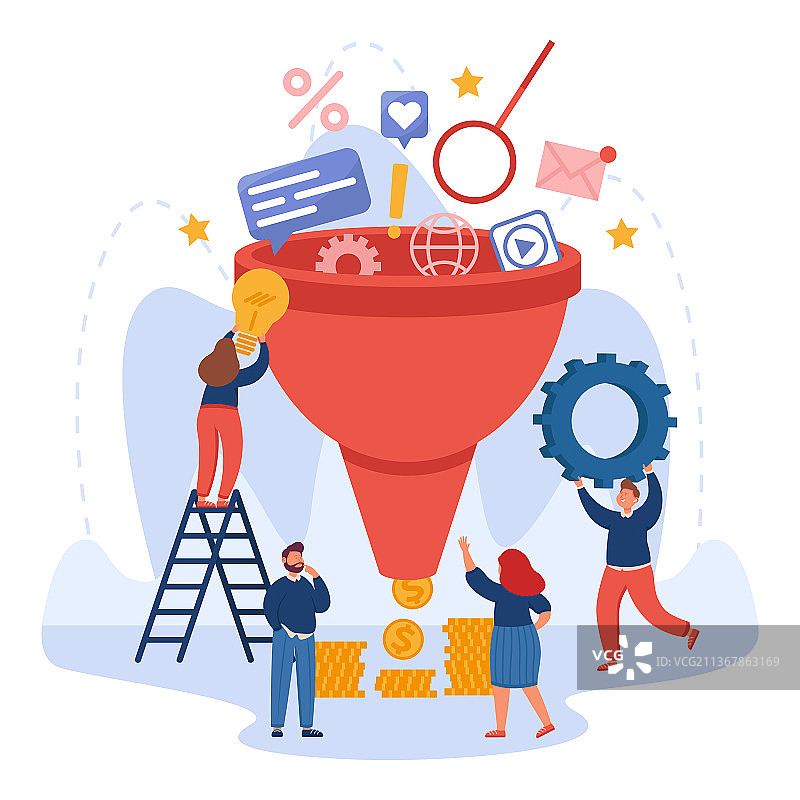 分析师分析市场销售社交媒体线索图片素材