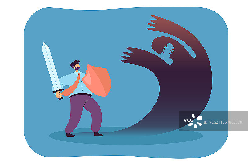 拿着剑和盾牌战斗的商人图片素材