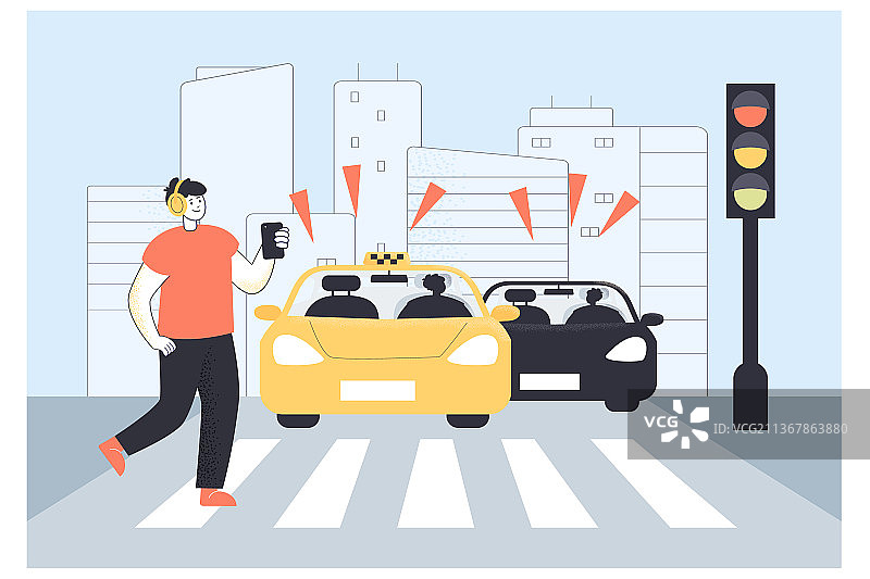 玩手机过马路的男孩图片素材