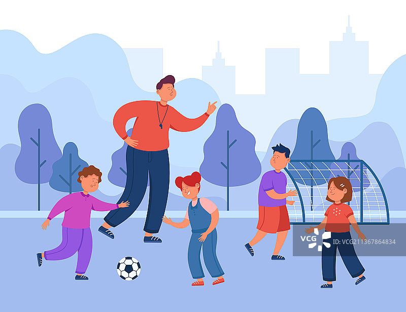 卡通足球教练训练课图片素材