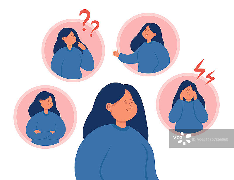 女人不同情绪与心情变化图片素材