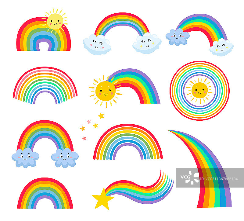 不同形状的彩虹组合图片素材