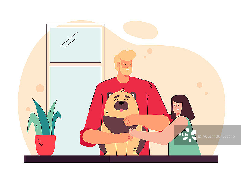 父亲将宠物送给女儿图片素材