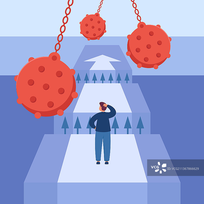 无畏的卡通员工勇于面对挑战图片素材