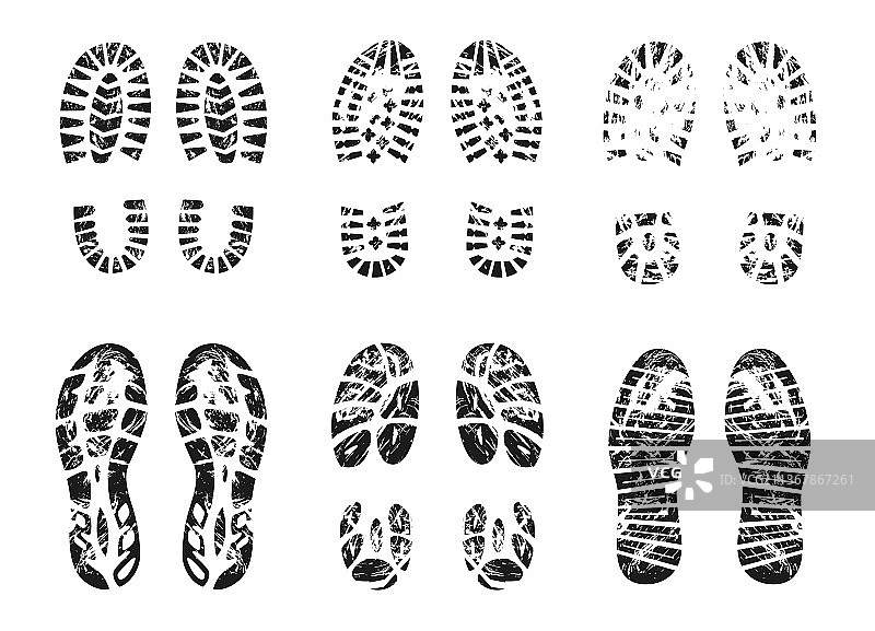 复古足迹剪影图片素材