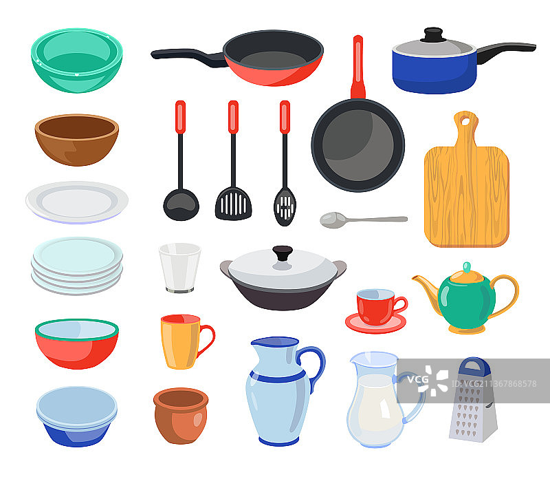 厨房用具和餐具套装图片素材