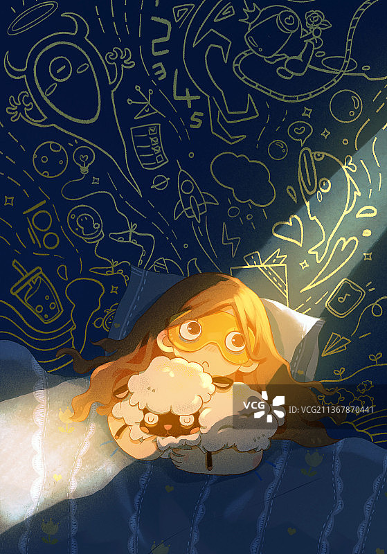 插画失眠怎么办图片素材