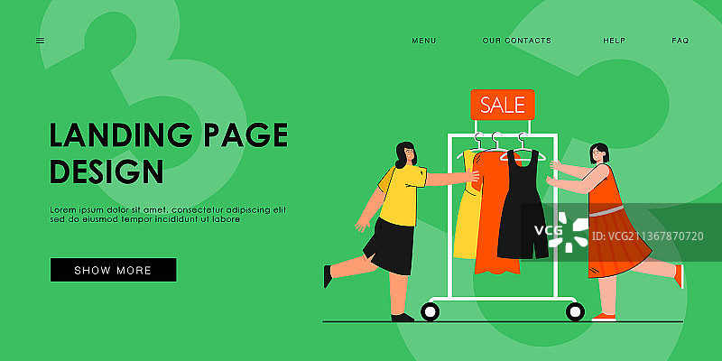 女售货员推着装满连衣裙的衣架图片素材