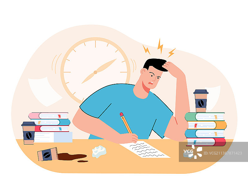 上大学前学习的、有压力的千禧一代图片素材