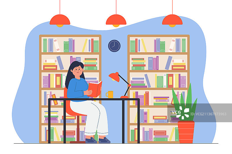 女学生读书学习图片素材