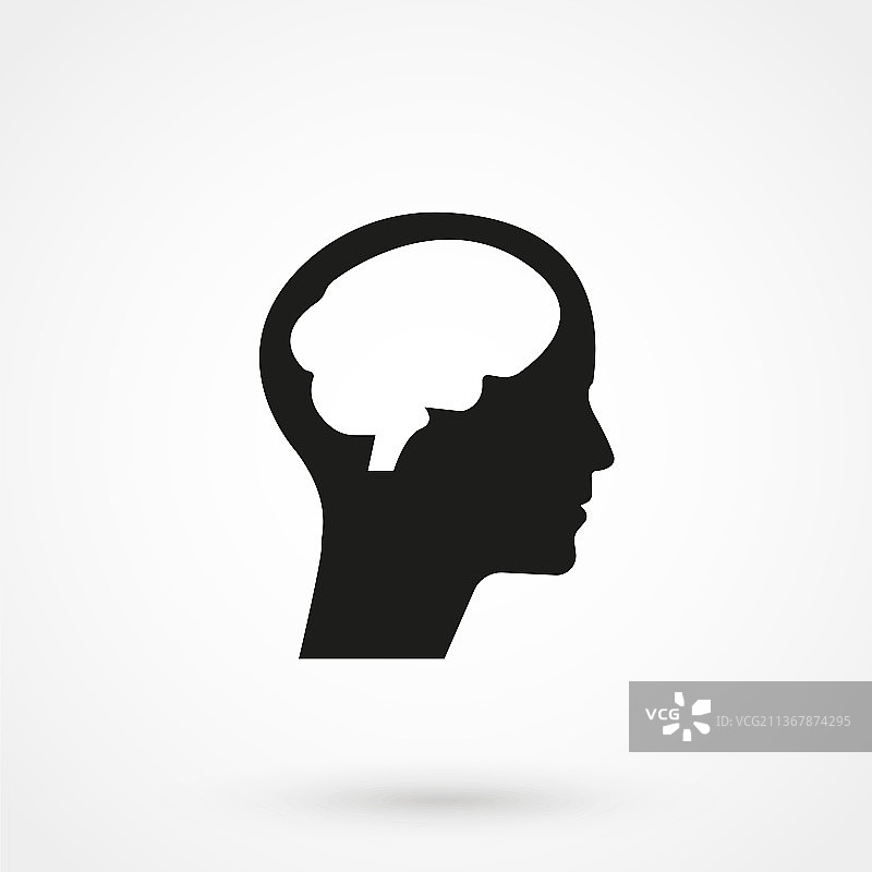 孤立的带大脑的人头轮廓图片素材