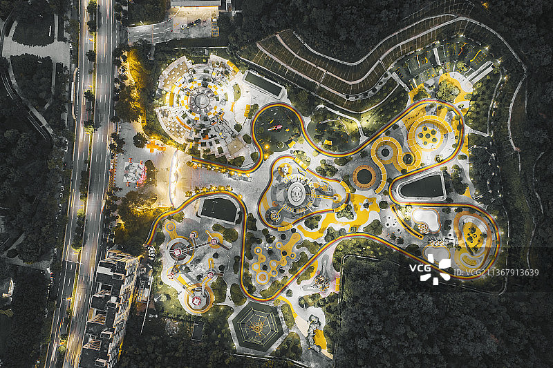 江门 城市天际线 蓬江 体育公园 儿童公园夜色图片素材