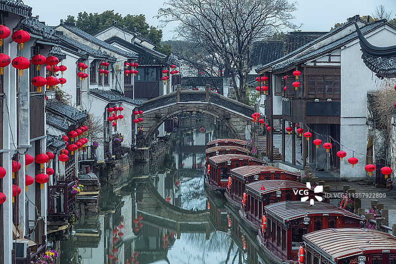 苏州姑苏区山塘街的春节图片素材