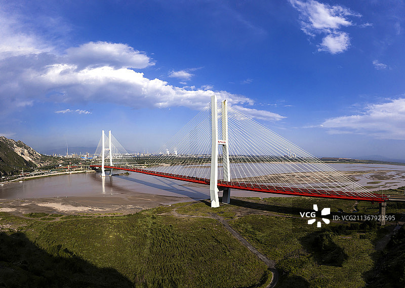 连接陕西、山西两省的“红丝带”——禹门口黄河公路特大桥图片素材