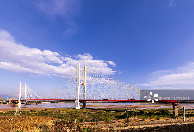 连接陕西、山西两省的“红丝带”——禹门口黄河公路特大桥图片素材