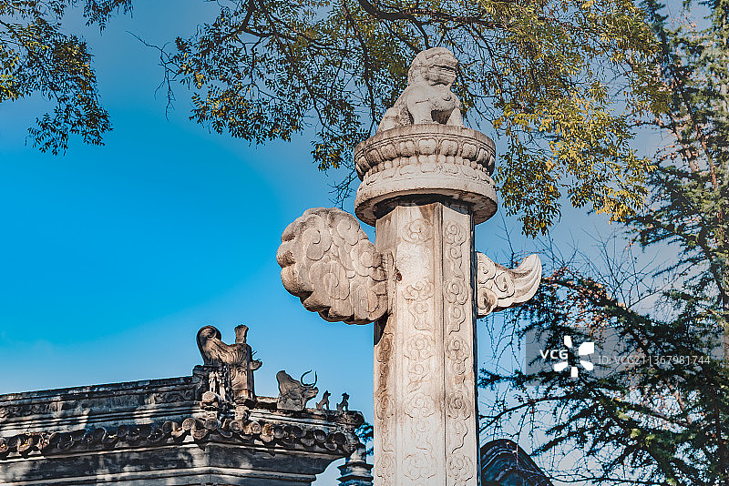 北京白云观山门华表图片素材