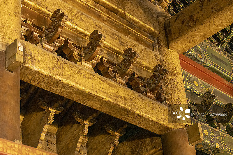 北京劳动人民文化宫太庙-享殿贴金内饰图片素材