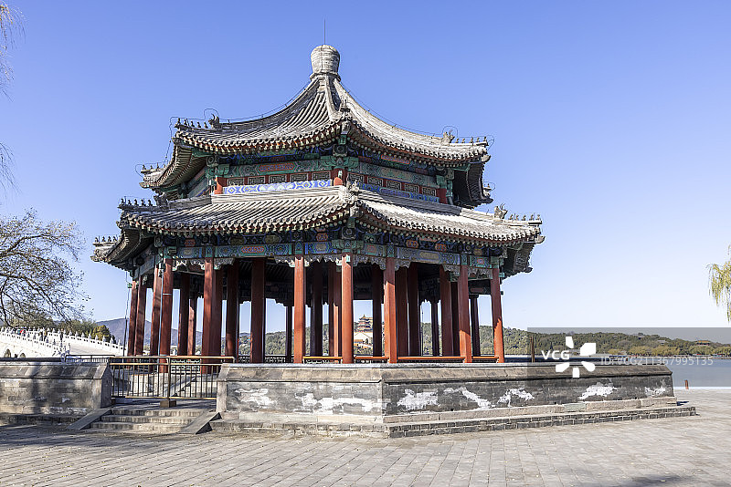 北京颐和园廓如亭（八方亭）图片素材