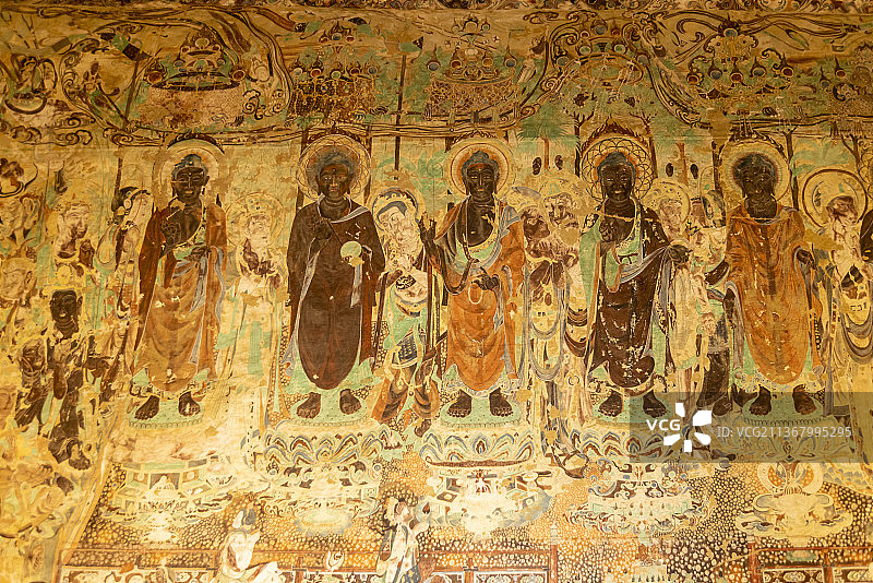 北京故宫敦煌展莫高窟第220窟壁画佛像图片素材