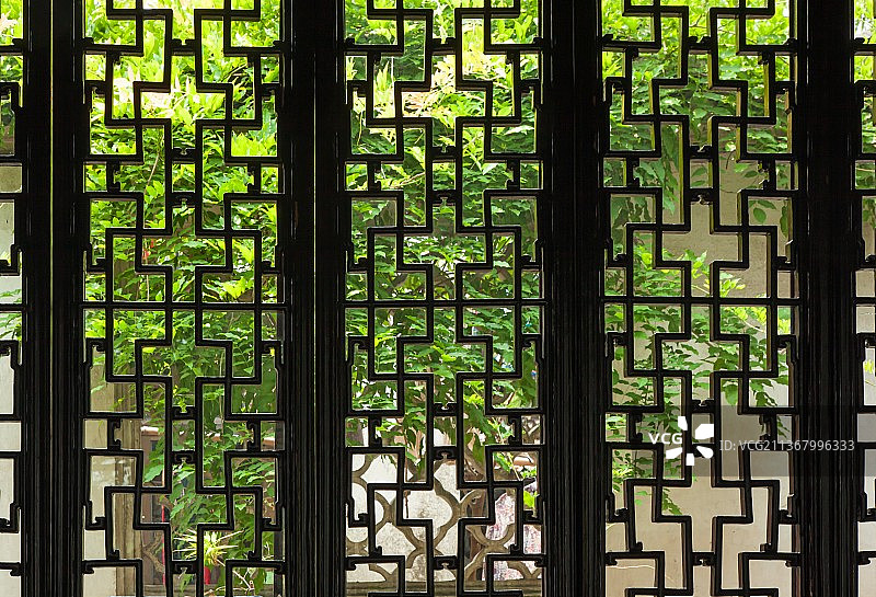 苏州沧浪亭花窗图片素材