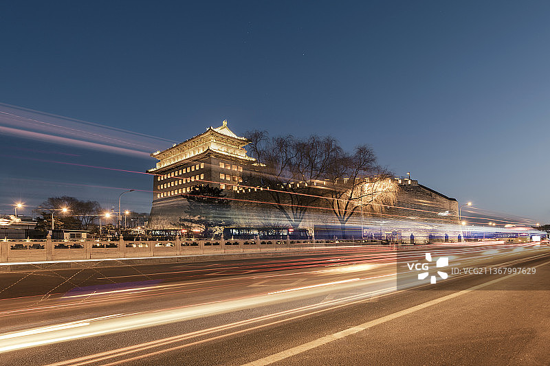流光溢彩德胜门图片素材