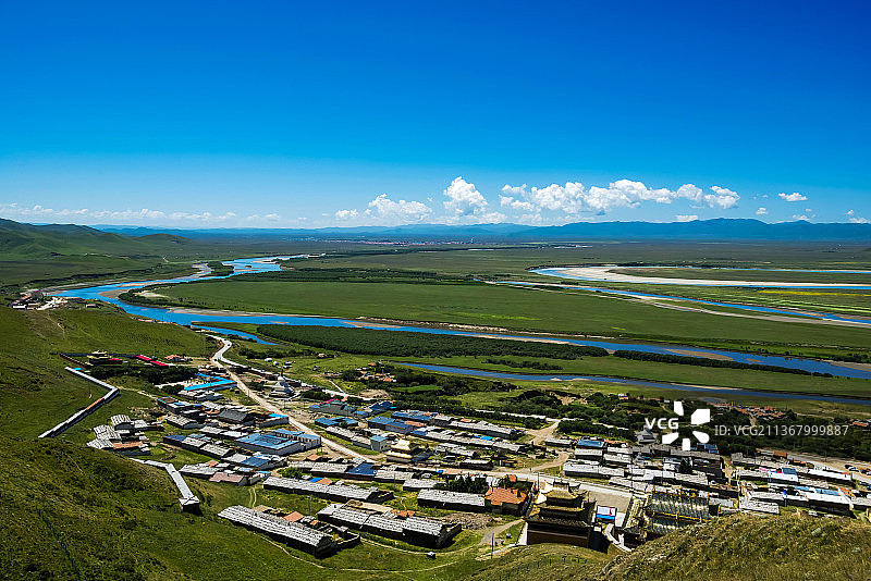 四川阿坝唐克九曲黄河第一湾图片素材