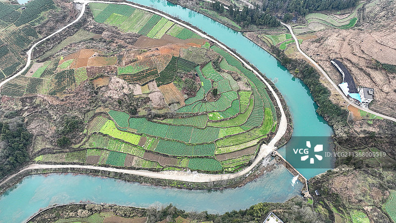 贵州省遵义市凤冈县土溪镇大连村龙台河风光图片素材