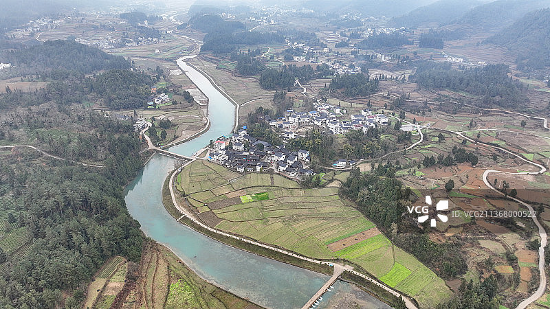贵州省遵义市凤冈县土溪镇大连村龙台河风光图片素材