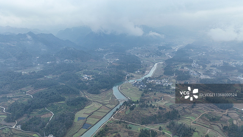 贵州省遵义市凤冈县土溪镇大连村龙台河风光图片素材
