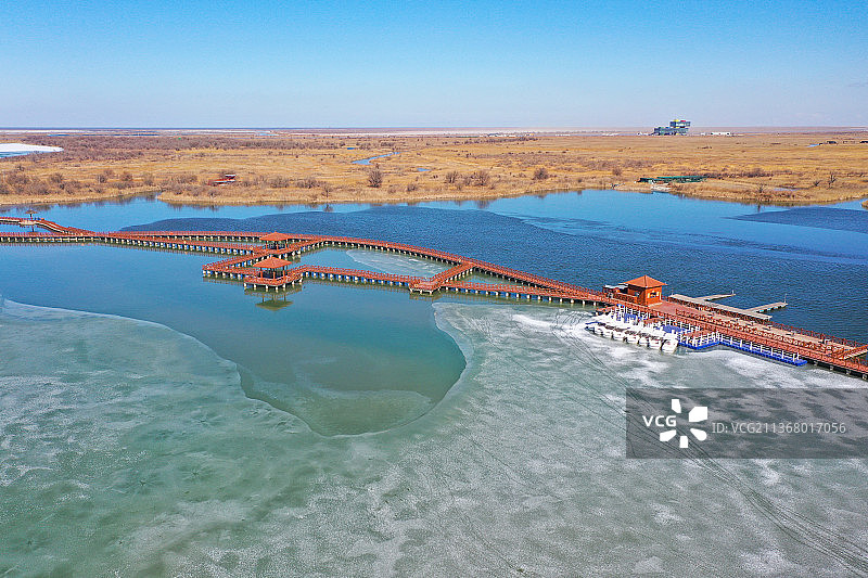 航拍山东东营黄河口湿地图片素材