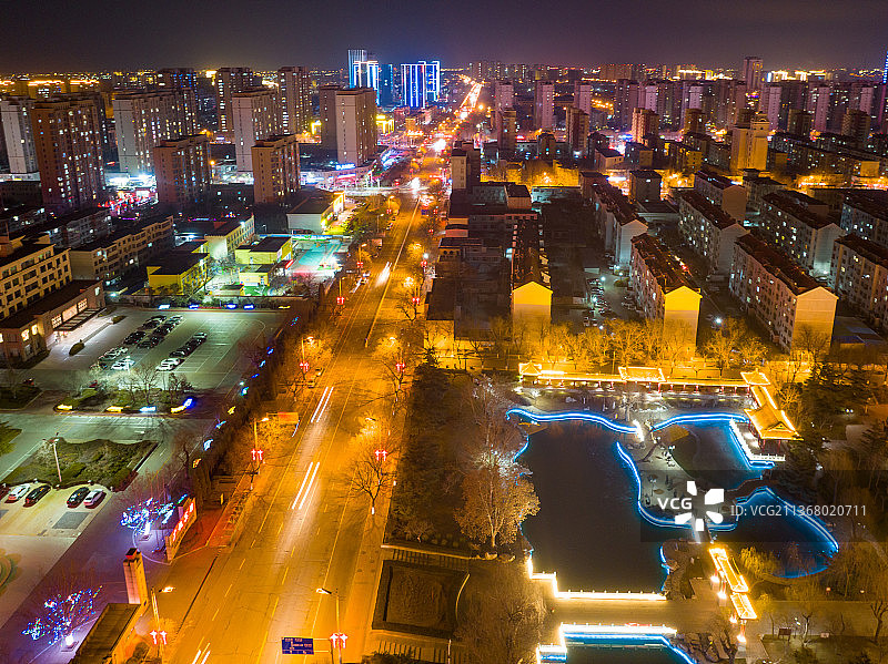 航拍东营广饶春节灯光秀图片素材