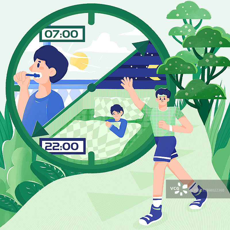 健康生活方式-规律作息插画图片素材