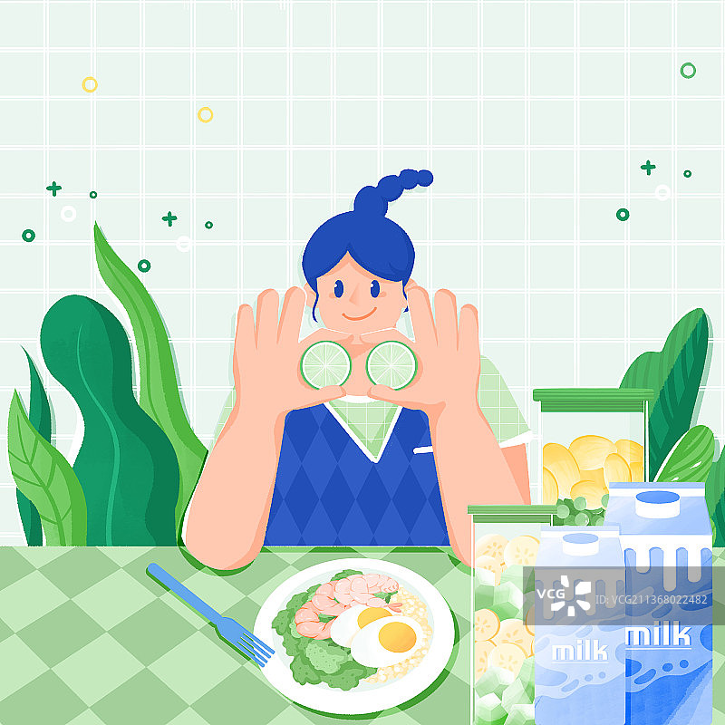 健康生活方式-健康饮食插画图片素材