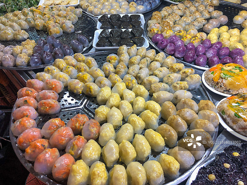 广东省汕头市龙眼市场内各式各样的粿 食物 食品图片素材