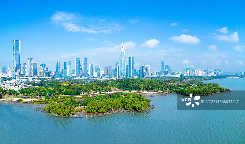 航拍深圳湾公园全景最新2022图片素材