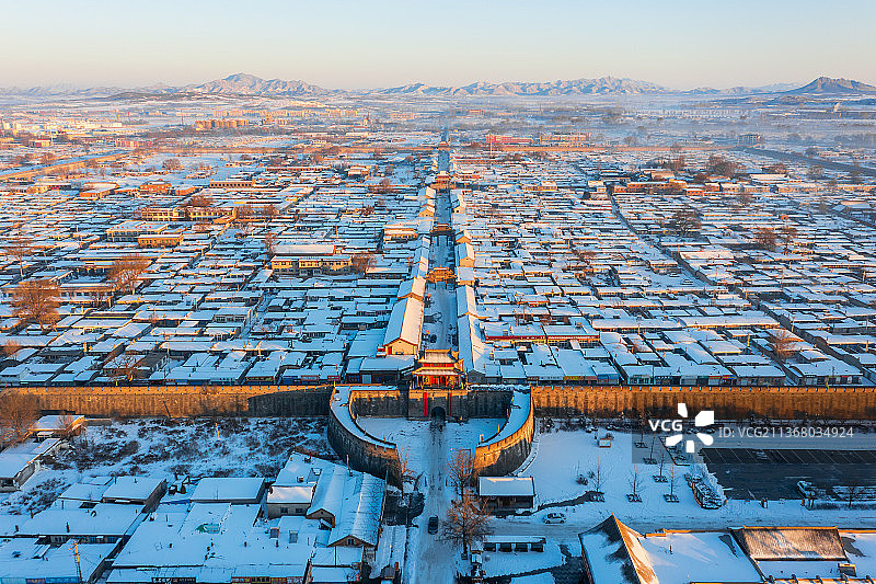 辽宁省葫芦岛市兴城市宁远古城冬日雪景图片素材