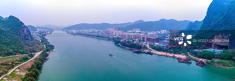 全景航拍桂林平乐县风光图片素材