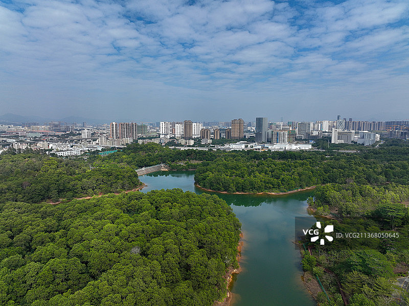 广东省深圳市坪山区聚龙山生态公园航拍图片素材