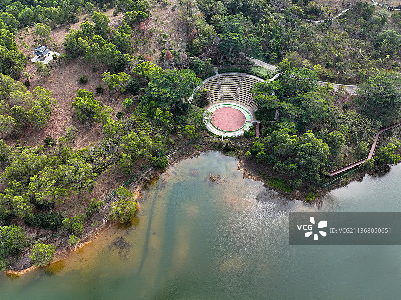 广东省深圳市坪山区聚龙山生态公园航拍图片素材