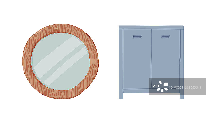 浴室或洗手间的镜子和柜子图片素材