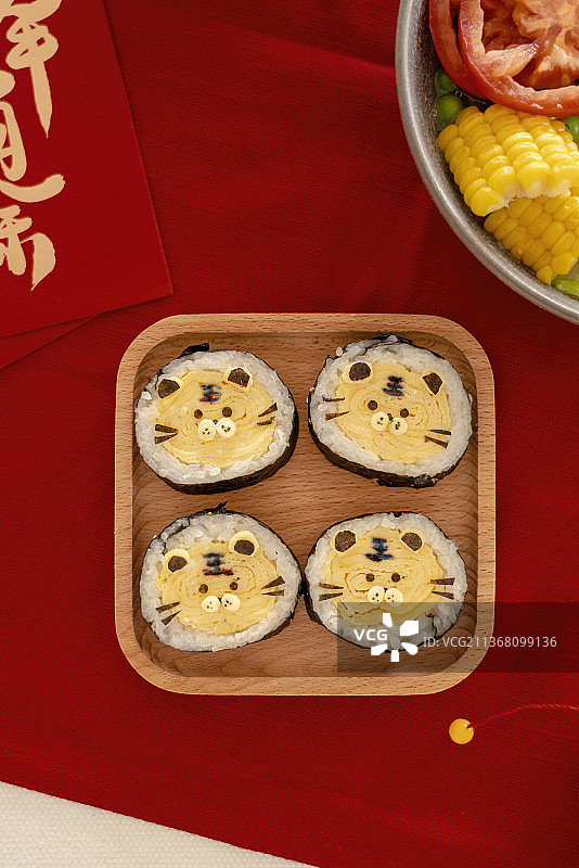 节日老虎寿司卷幼儿餐图片素材