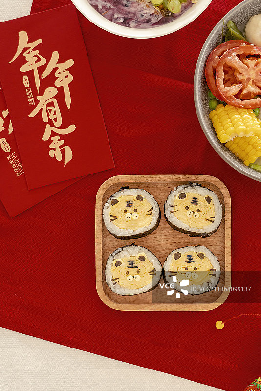 节日老虎寿司卷幼儿餐图片素材