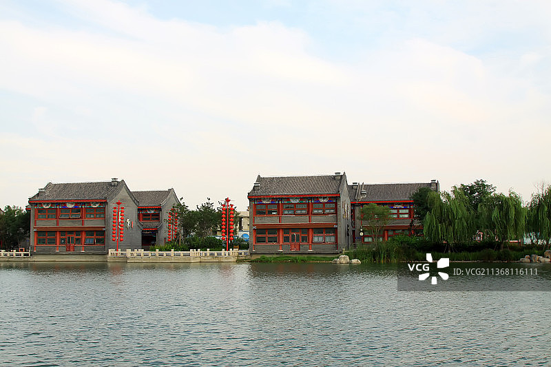 河北丰南惠丰湖建筑风光图片素材